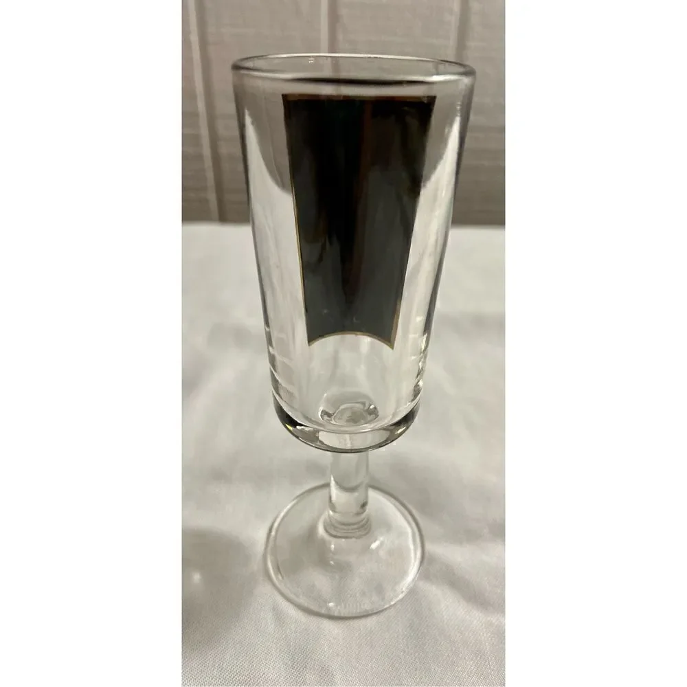 UNIQUE VINTAGE GALAXY TELEPHONE BAR GLASS C1960 Black & Gold Telephone Graphic
